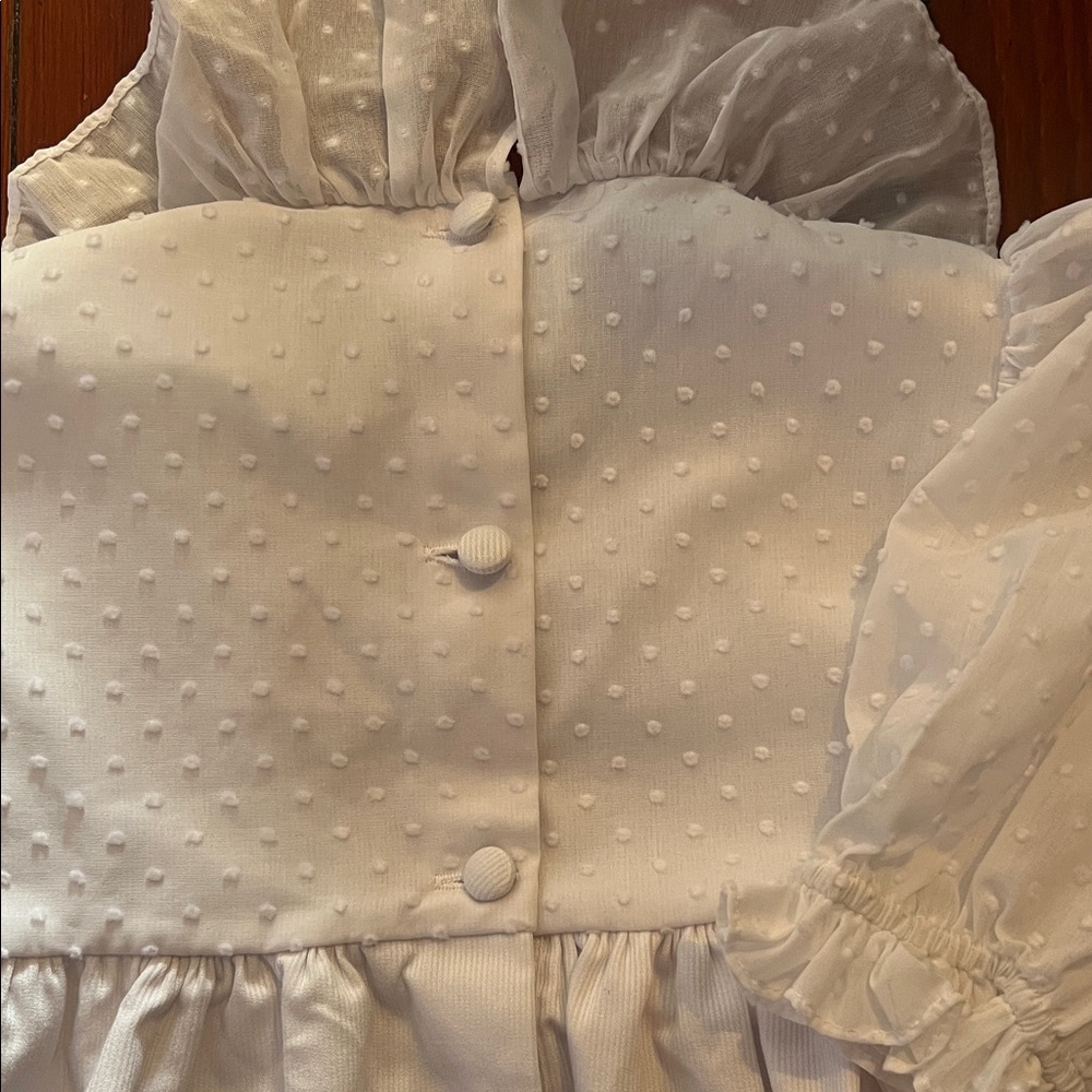 White Ruffled Swiss Dot Dress - Picture 3 of 3